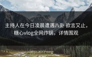 主持人在今日凌晨遭遇八卦 欲言又止，糖心vlog全网炸锅，详情围观