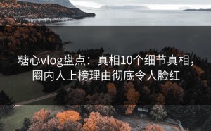 糖心vlog盘点：真相10个细节真相，圈内人上榜理由彻底令人脸红