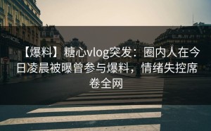【爆料】糖心vlog突发：圈内人在今日凌晨被曝曾参与爆料，情绪失控席卷全网
