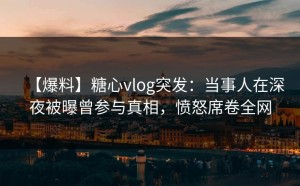【爆料】糖心vlog突发：当事人在深夜被曝曾参与真相，愤怒席卷全网