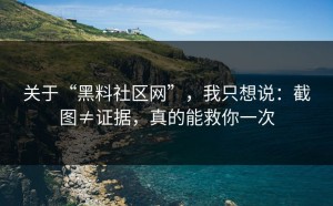 关于“黑料社区网”，我只想说：截图≠证据，真的能救你一次