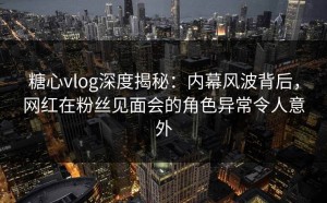 糖心vlog深度揭秘：内幕风波背后，网红在粉丝见面会的角色异常令人意外