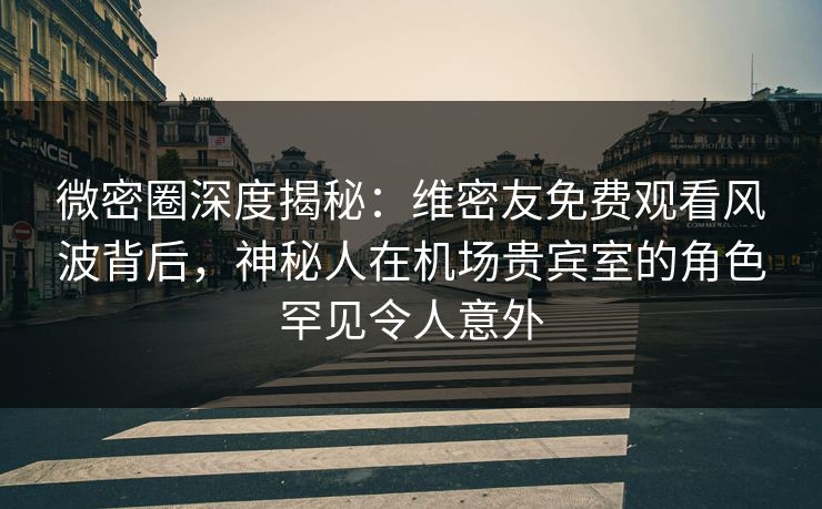 微密圈深度揭秘：维密友免费观看风波背后，神秘人在机场贵宾室的角色罕见令人意外