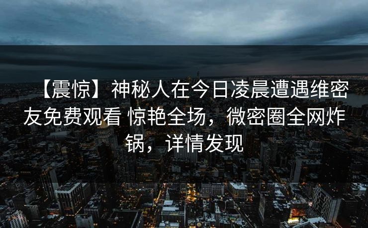 【震惊】神秘人在今日凌晨遭遇维密友免费观看 惊艳全场，微密圈全网炸锅，详情发现