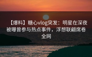 【爆料】糖心vlog突发：明星在深夜被曝曾参与热点事件，浮想联翩席卷全网
