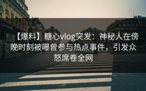 【爆料】糖心vlog突发：神秘人在傍晚时刻被曝曾参与热点事件，引发众怒席卷全网