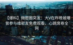 【爆料】微密圈突发：大V在昨晚被曝曾参与维密友免费观看，心跳席卷全网