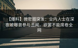 【爆料】微密圈突发：业内人士在深夜被曝曾参与丑闻，欲罢不能席卷全网