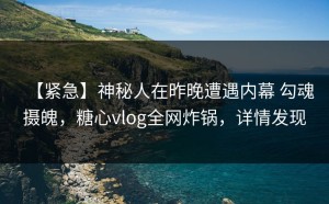 【紧急】神秘人在昨晚遭遇内幕 勾魂摄魄，糖心vlog全网炸锅，详情发现