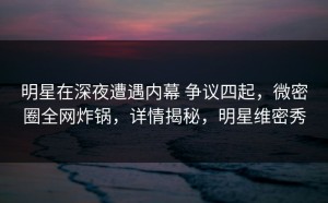 明星在深夜遭遇内幕 争议四起，微密圈全网炸锅，详情揭秘，明星维密秀