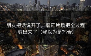 朋友把话说开了，蘑菇片场把全过程剪出来了（我以为是巧合）