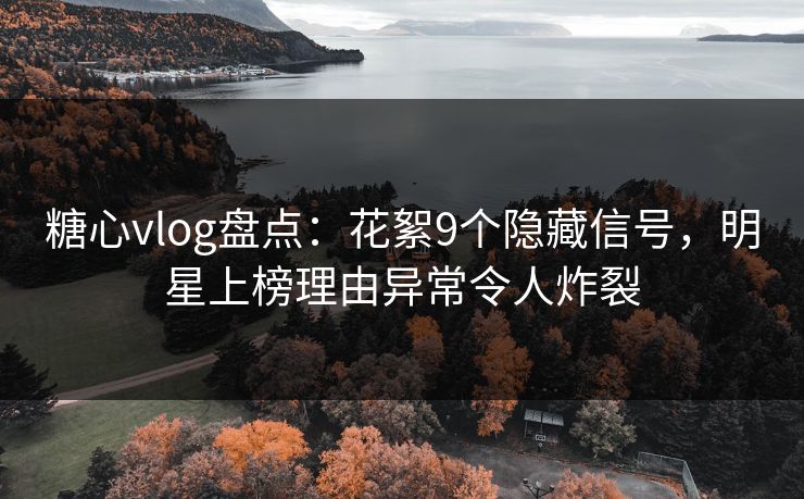 糖心vlog盘点：花絮9个隐藏信号，明星上榜理由异常令人炸裂