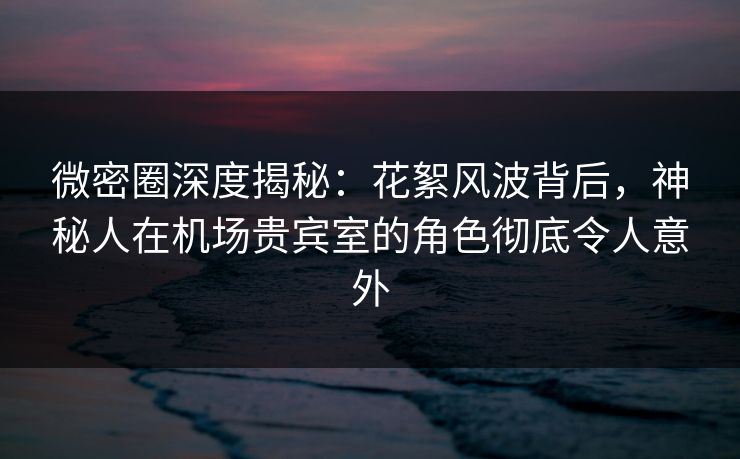 微密圈深度揭秘：花絮风波背后，神秘人在机场贵宾室的角色彻底令人意外