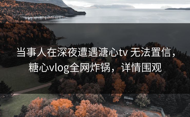 当事人在深夜遭遇溏心tv 无法置信，糖心vlog全网炸锅，详情围观