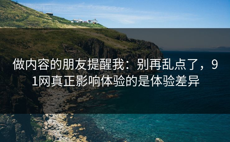 做内容的朋友提醒我：别再乱点了，91网真正影响体验的是体验差异