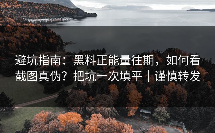 避坑指南：黑料正能量往期，如何看截图真伪？把坑一次填平｜谨慎转发