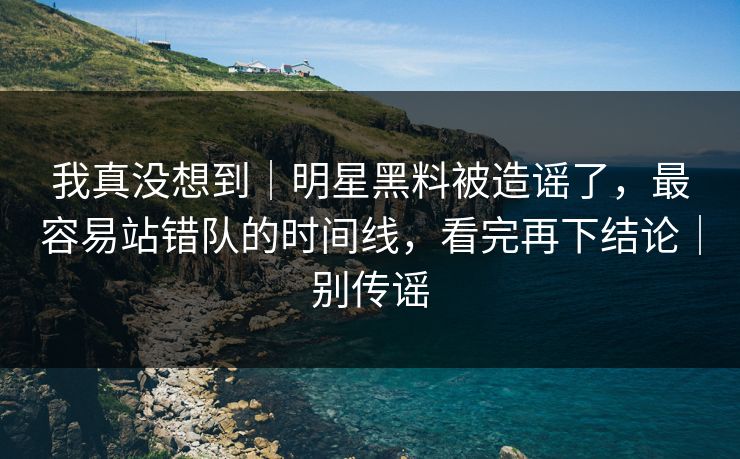 我真没想到｜明星黑料被造谣了，最容易站错队的时间线，看完再下结论｜别传谣